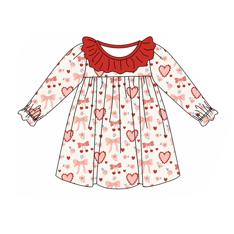 9.5 custom each style moq 5eta 4-6week Sibling Sister love bow red baby girl sets and dress and rompers match family design