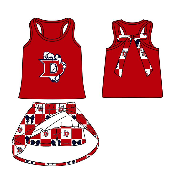 Custom moq 5 mix size milk silk summer teams Baby Girl Red Sleeveless Top Skirts Set Dress And Shorts Yoga Outfit Boy's Short-Sleeved Polo Shirt And Romper