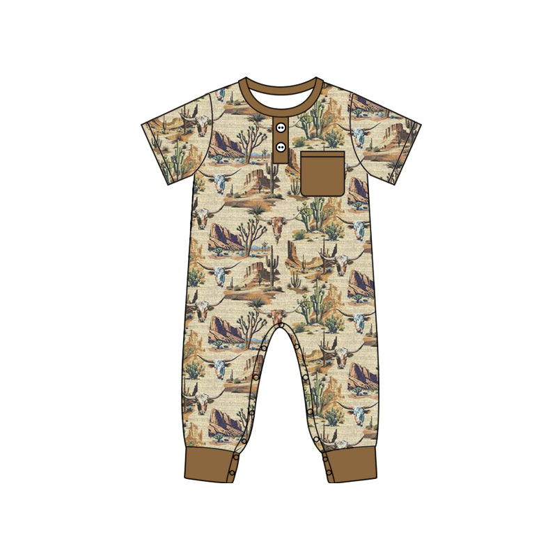 10.11 custom each style moq 5eta 4-6week Sibling Sister cow head brown baby boys short sleeve sets and rompers match design