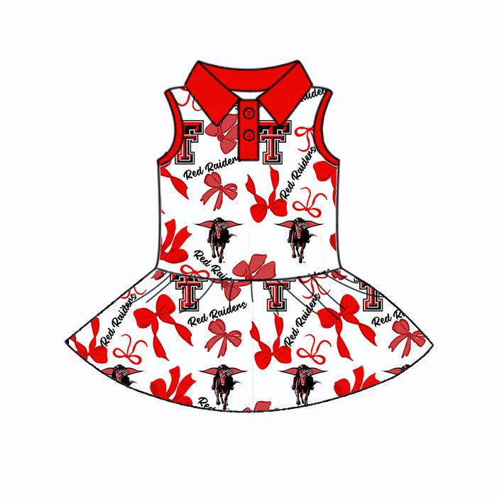 Custom moq 5 mix sizes summer teams baby girls clothes team red short sleeve skirts shorts sets dress 1 and dress 2 and dress 3 and dress 4-25.5.23