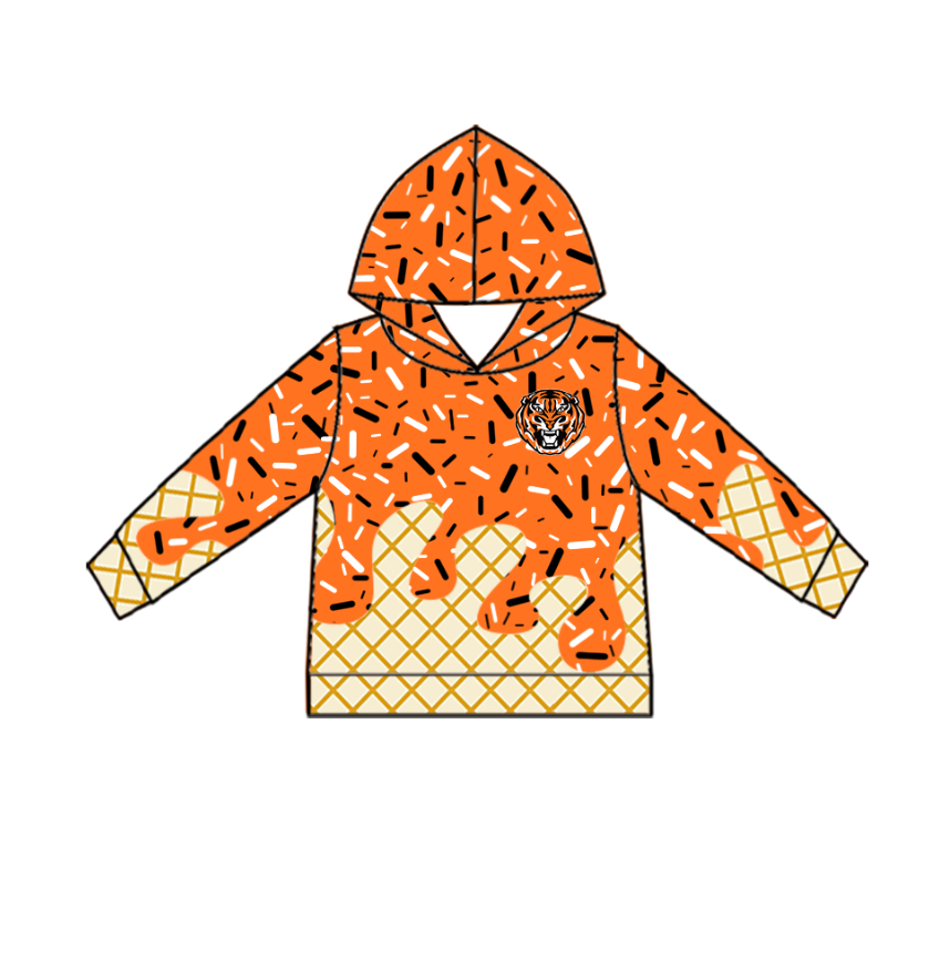 Custom moq 5 mix size milk silk summer teams baby girls clothes bow orange hooded long sleeve pants sets and boy sets and dress and hooded top and pant-25.8.16