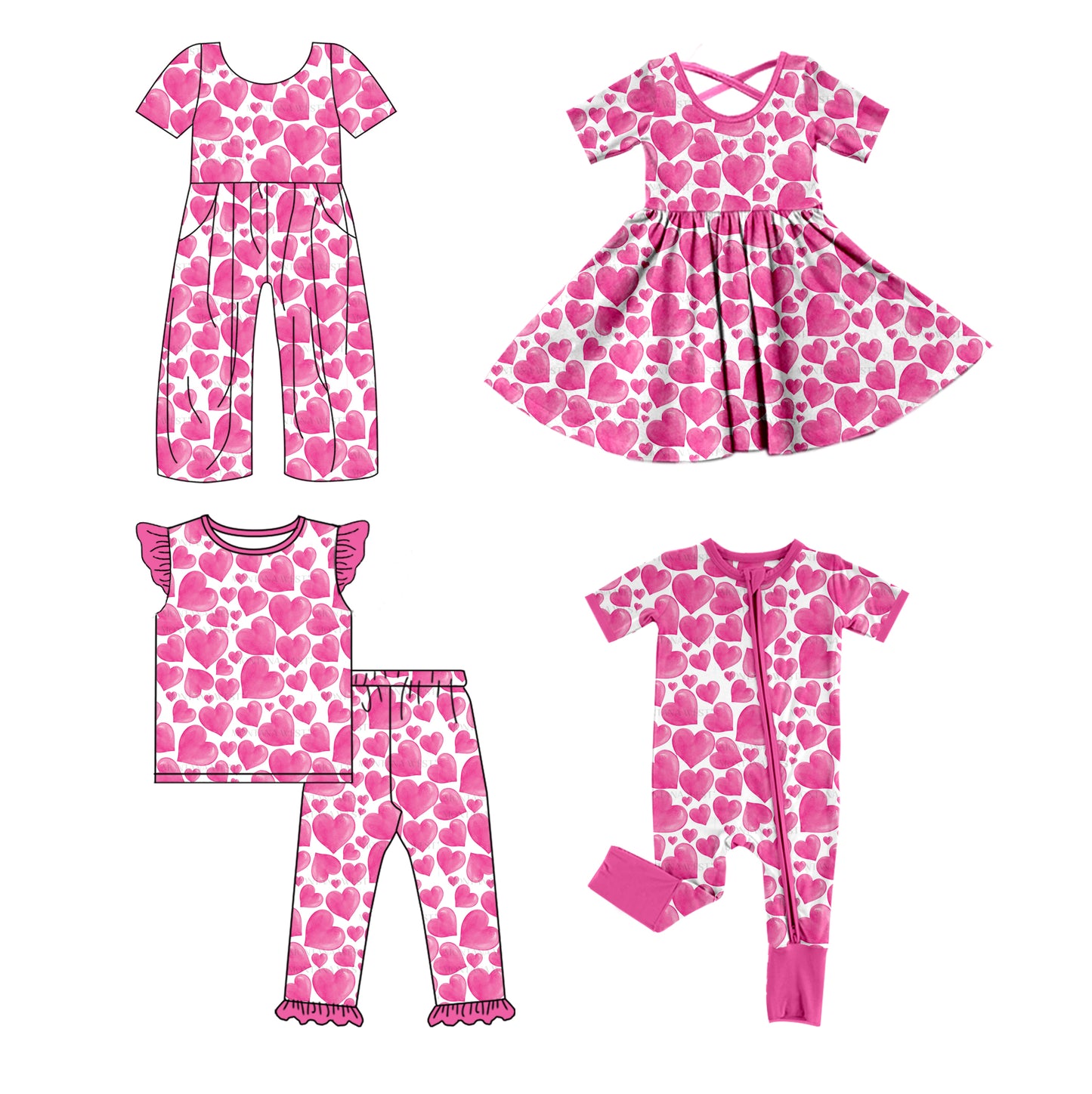 11.6 custom each style moq 5eta 4-6week Sibling Sister love pink baby girl sets and jumpsuit and boy rompers and dress match family design