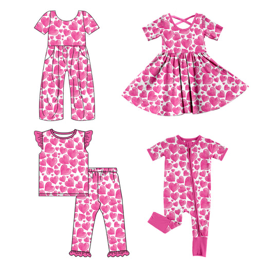 11.6 custom each style moq 5eta 4-6week Sibling Sister love pink baby girl sets and jumpsuit and boy rompers and dress match family design