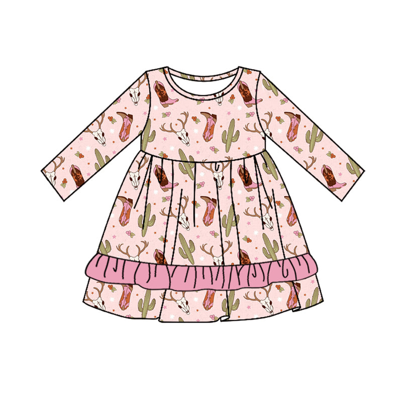 7.19 custom each style moq 5eta 4-6week Sibling Sister boots catcus pink baby girls sets and dress and rompers match family design