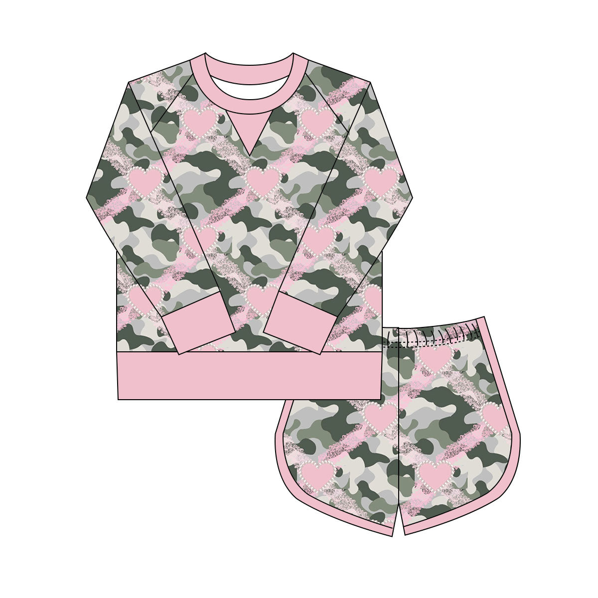25.10.1 custom each style moq 8 eta 6-8week Sibling Sisters camouflage baby girl long sleeve shorts sets 5 match family design