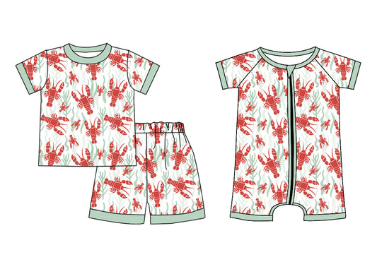 12.21 custom each style moq 5eta 4-6week Sibling Sister crayfish baby boy short sleeve shorts sets and rompers match design