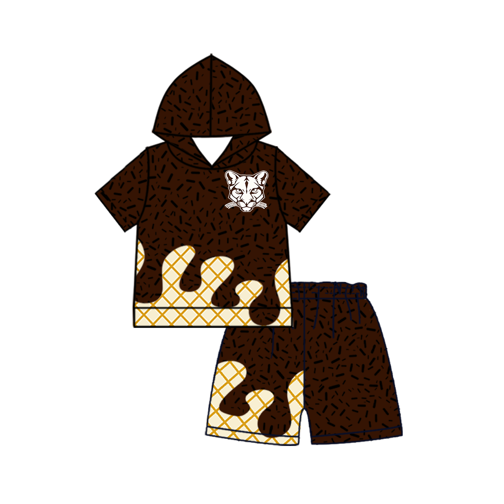 custom moq 5 mix size MSD072708 Baby Kids Sprinkles Drip Team Short Sleeve Hooded Top Shorts Outfit