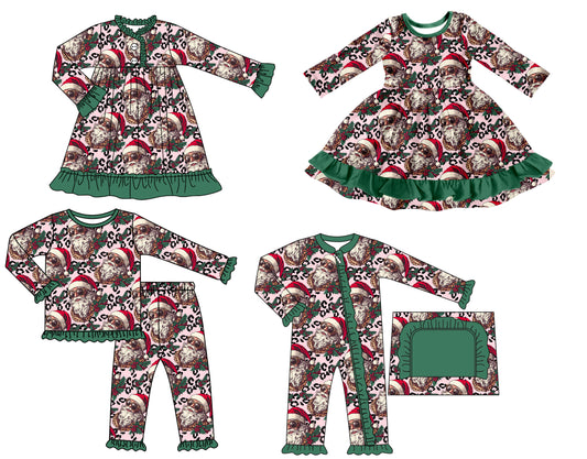 25.7.11 custom each style moq 5 eta 4-6week Sibling Sisters Christmas baby girl long sleeve pants sets and romper and dress 1 and dress 2 match family design