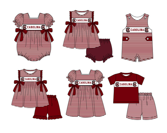 Custom moq 5 mix size milk silk summer teams baby girl boys clothes red short sleeve shorts sets 2 and brief sets and dress and rompers 2 series