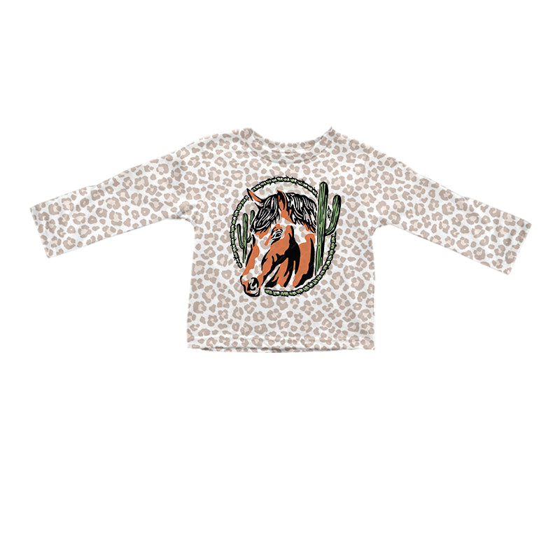 6.20 custom each style moq 5 eta 4-6week horse catcus baby girls clothes long sleeve top