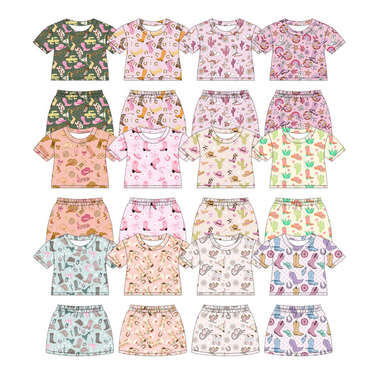 3.16 Custom moq 5 mix size Sibling Baby Girl Short-Sleeved Top And Skirt Set Cute Outfit