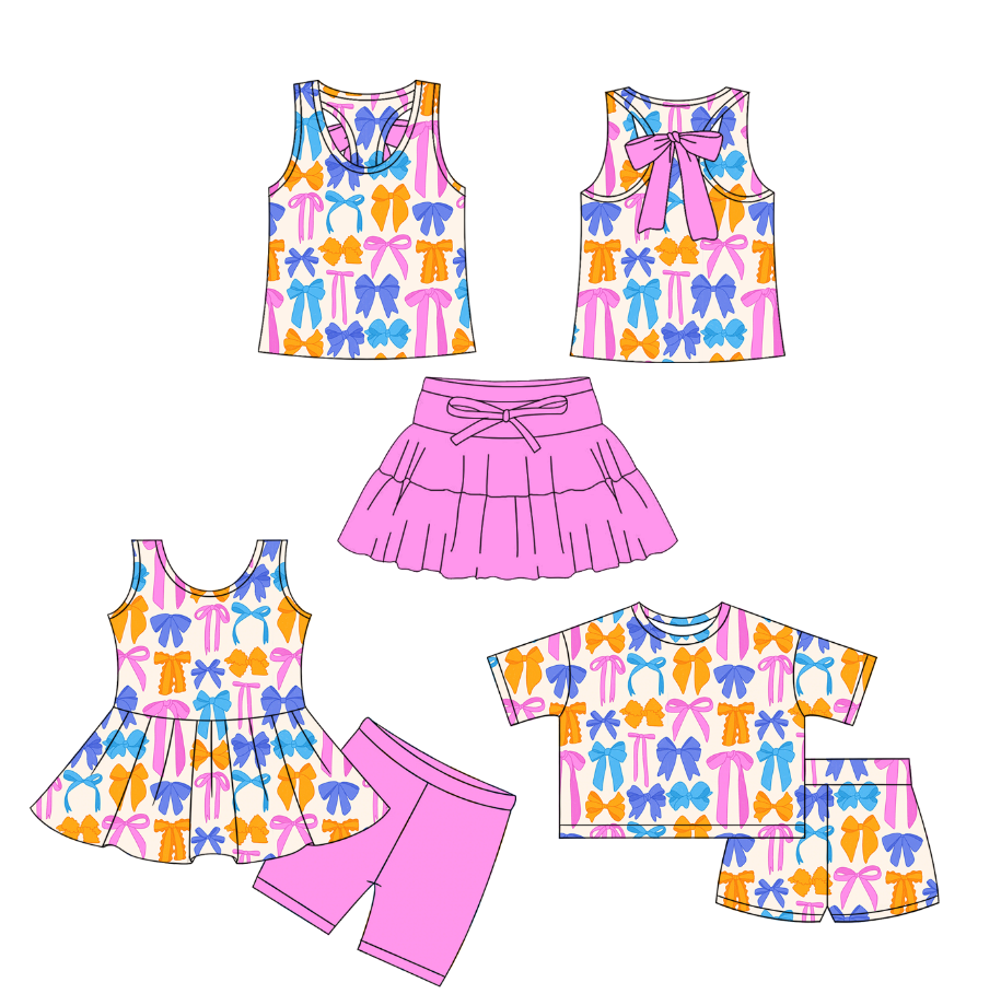 26.1.12 custom each style moq 5 eta 6-8week Sibling Sister bow baby short sleeve shorts sets 3 match design