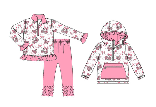 25.9.16 custom each style moq 5eta 6-8week Sibling Sisters love bow baby girl long sleeve pants sets and top match family design