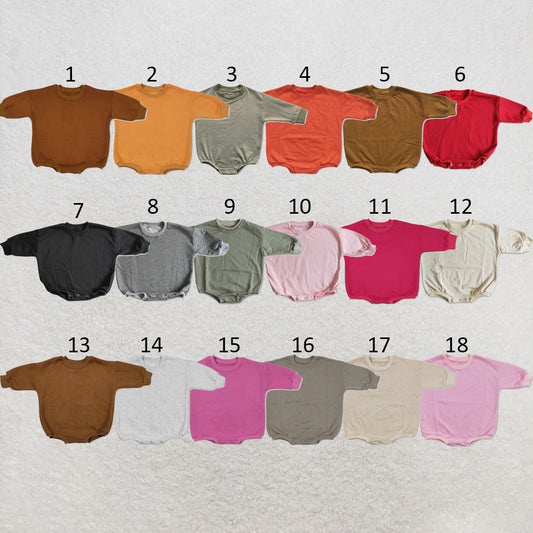 RTS NO MOQ Sibling cotton Baby Girls Solid Color Long Sleeve Casual Winter Romper Sweater