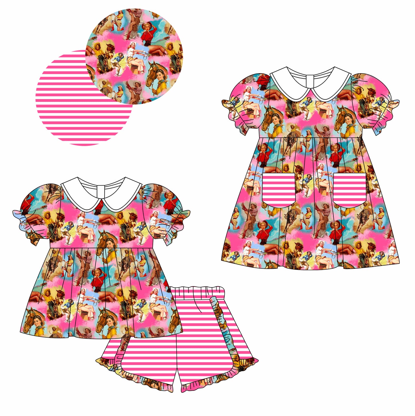 11.16 custom each style moq 5eta 4-6week Sibling Sister baby girl short sleeve shorts sets and dresses match design