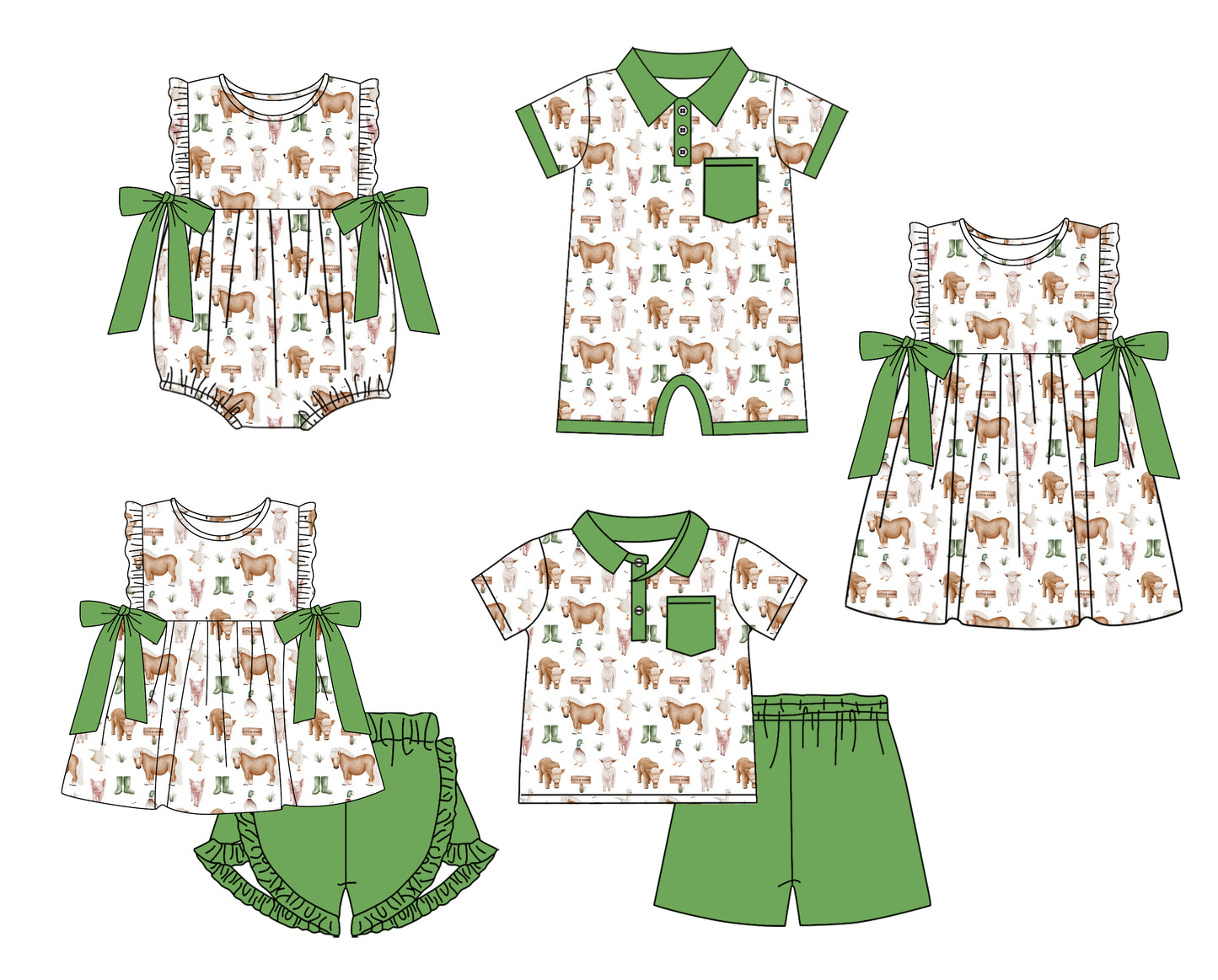 11.15 custom each style moq 5eta 4-6week Sibling Sister cow baby girl short sleeve shorts sets and sets 2 and girls romper and boy romper and dress match design