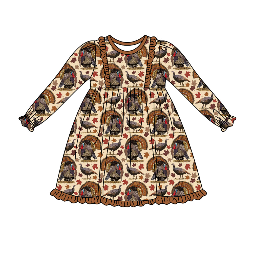 5.23 custom each style moq 5eta 4-5week Sibling Sister turkey brown orange girls outfits dress and baby romper match family design