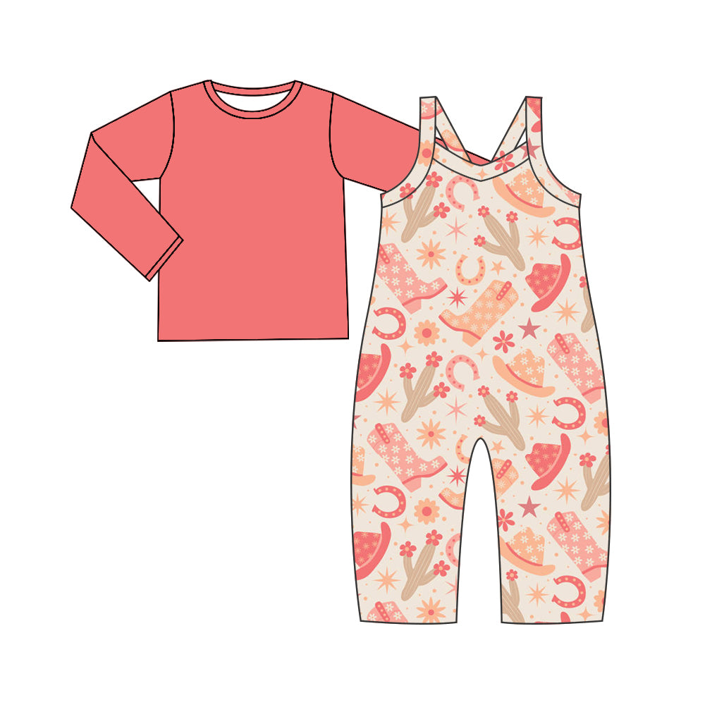 9.13 custom each style moq 5eta 4-6week baby girls clothes catcus hat boots long sleeve suspender jumpsuit sets