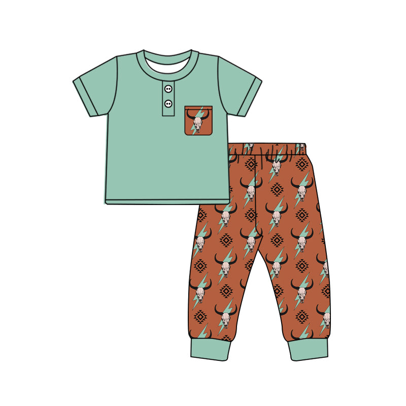 10.9 custom each style moq 5eta 4-6week Sibling Sister cow head baby boys short sleeve sets and rompers match design