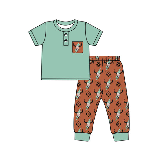10.9 custom each style moq 5eta 4-6week Sibling Sister cow head baby boys short sleeve sets and rompers match design
