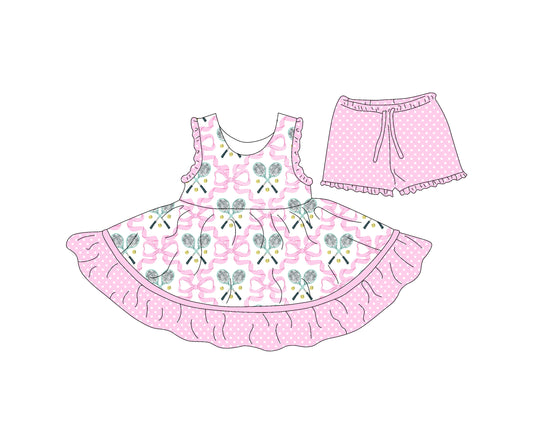 4.15 custom each style moq 5eta 4-6week Sibling Sister bow baby girls clothes Short sleeve dress and shorts match family design