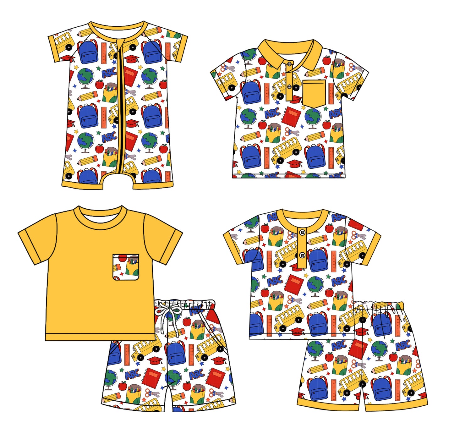 3.6 custom each style moq 5eta 4-6week Sibling Sister back to school baby girl sets 1 and sets 2 and boy rompers and top match family design