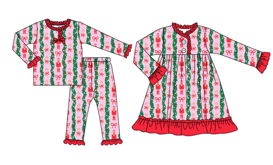 25.8.22 custom each style moq 5eta 4-6week Sibling Sisters Christmas baby girl long sleeve pants sets and dress match family design