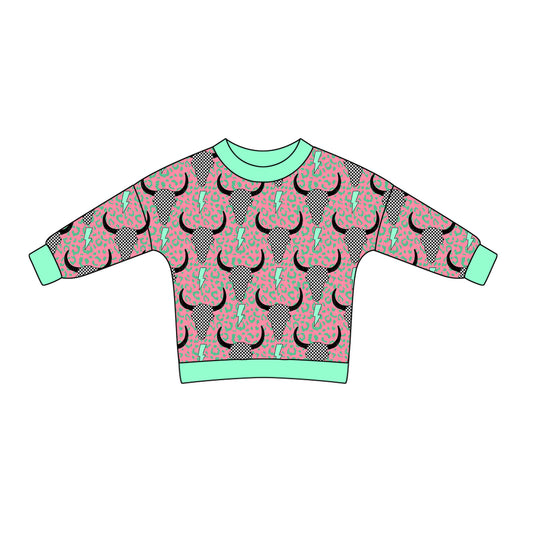 8.3 custom each style moq 5 eta 4-6week Sibling Sister baby boys clothes cow head lightning long sleeve top and long sleeve romper match family design