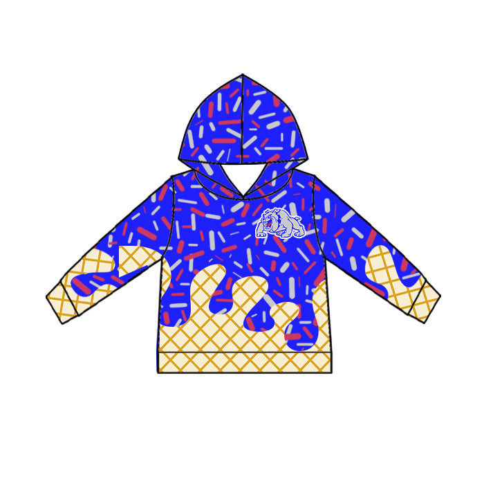 Custom moq 5 mix size milk silk baby girls clothes team bow blue hooded long sleeve tops and and skirts sets and dress and shorts-25.7.17