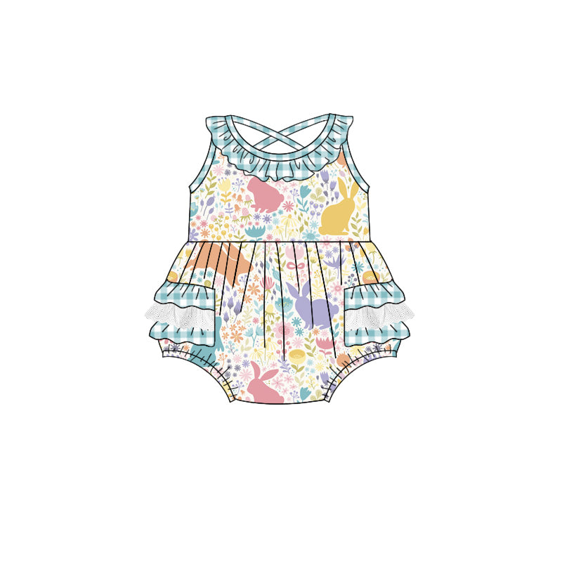 10.24 custom each style moq 5eta 4-6week Sibling Sister floral blue baby girl short sleeve dress and rompers match family design