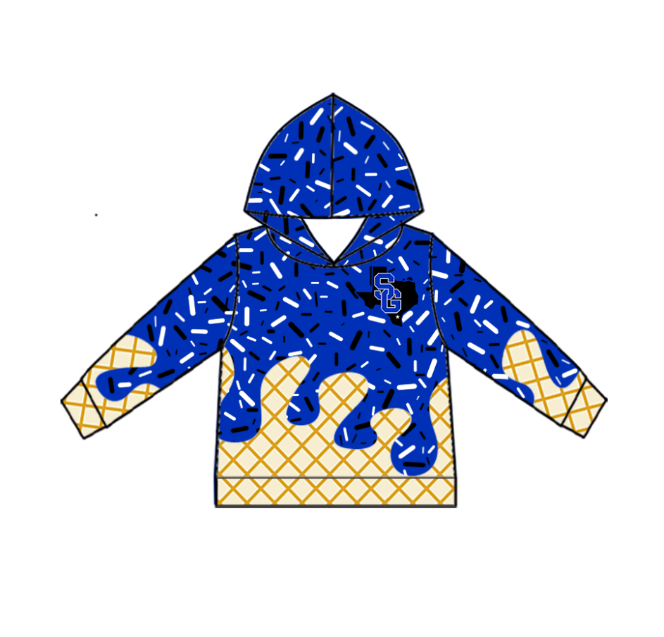 Custom moq 5 mix size milk silk baby girls clothes team blue hooded long sleeve tops and shorts and jacket and top 2-25.7.28