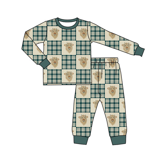 8.15 custom each style moq 5eta 4-6week Sibling Sister cow head green baby boys sets and rompers match family design