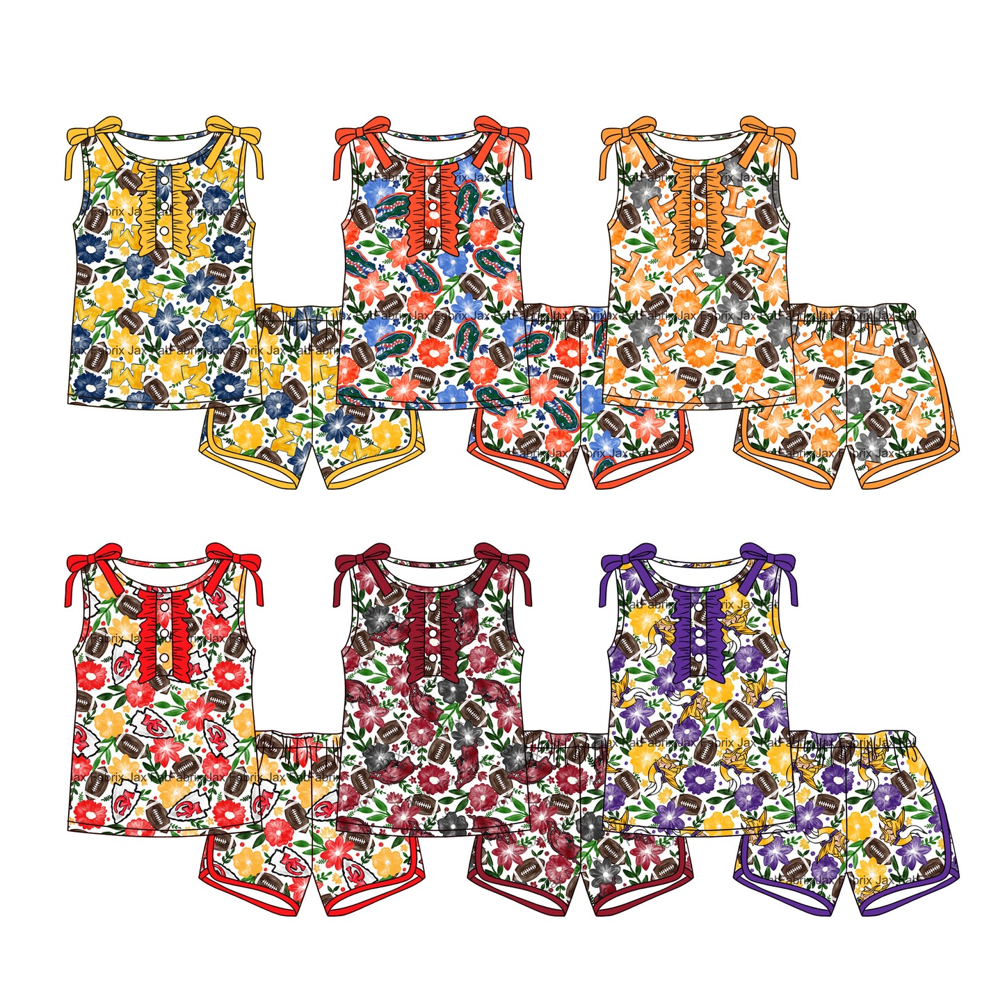 26.1.10 custom each style moq 5 eta 6-8week Sibling Sisters team baby girl clothes short sleeve shorts sets 6 match family design
