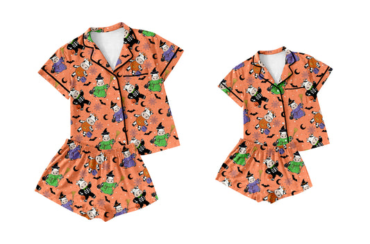 5.5 custom each style moq 5eta 4-6week Sibling Sister cow short sleeve shorts sets and adult sets match design