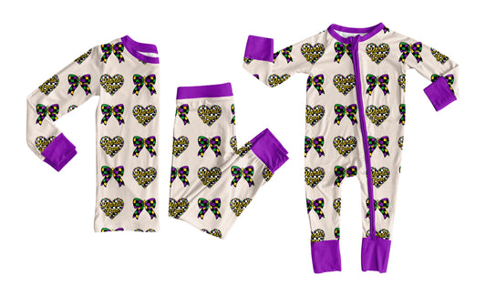25.9.25 custom each style moq 8 eta 6-8week Sibling Sisters mardi gras bow baby girl clothes long sleeve pants sets and romper match family design