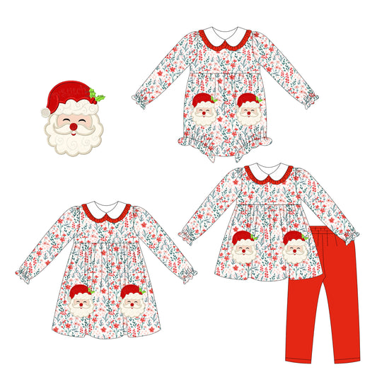 25.7.5 custom each style moq 5eta 4-6week Sibling Sisters Christmas baby girl long sleeve pants sets and dress and rompers match family design
