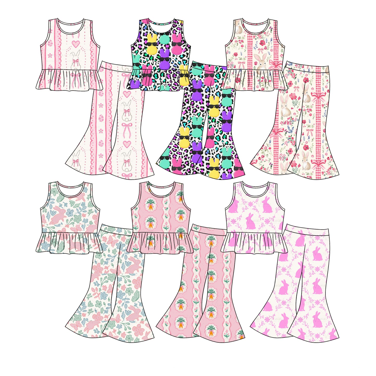 25.12.26 custom each style moq 5 eta 6-8week Sibling Sister easter baby short sleeve pants sets 6 match design