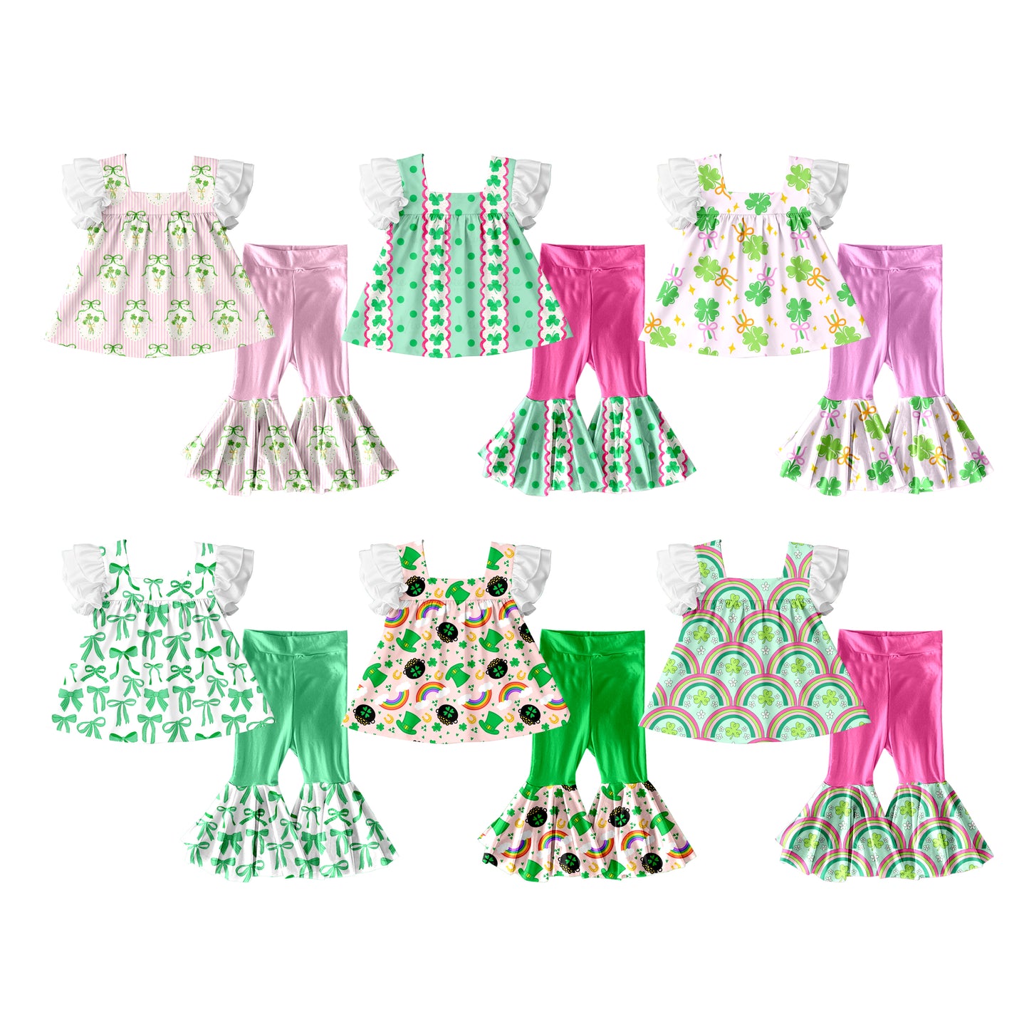 25.11.19 custom each style moq 5 eta 6-8week Sibling Sisters baby girl clothes short sleeve pants sets 6 match family design