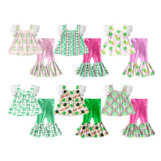 25.11.19 custom each style moq 5 eta 6-8week Sibling Sisters baby girl clothes short sleeve pants sets 6 match family design
