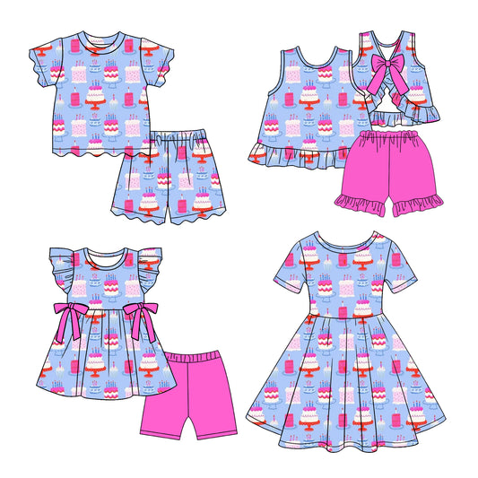 2.26 Custom moq 5 mix size Sibling Baby Girl Purple Short-Sleeved Outfit  And Dress