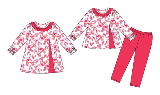 25.9.19 custom each style moq 8 eta 6-8week Sibling Sister love baby girl long sleeve pants sets and dress match family design