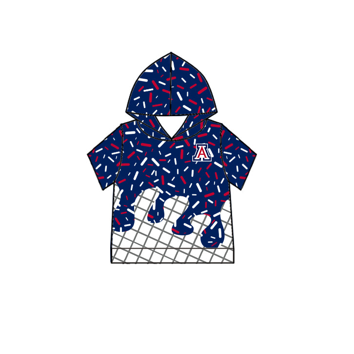 Custom moq 5 mix size milk silk summer teams Camo Hooded Short Sleeve Top Shorts Set Ice Cream Drips Hooded Top with Matching Shorts For Baby