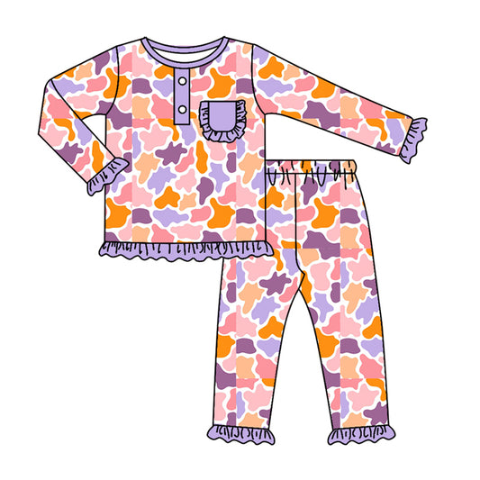 7.11 custom each style moq 5eta 4-6week Sibling Sister camouflage colorful baby girls sets and dress and rompers match family design