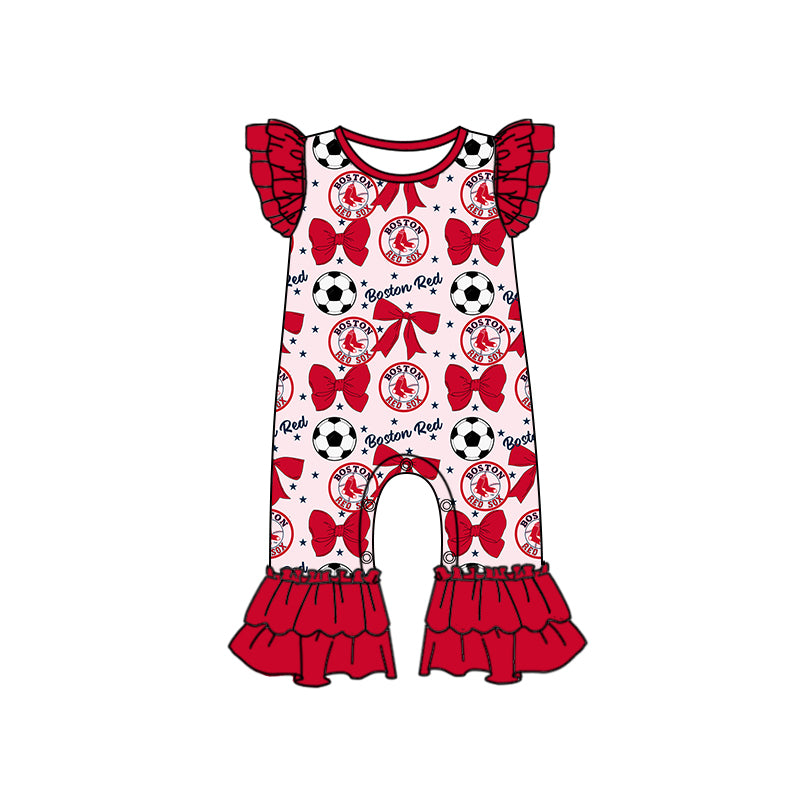 Custom moq 5 each style summer teams baby girls clothes team bow red long sleeve hooded pants sets and dress 1 and dress 2 and romper-25.6.14