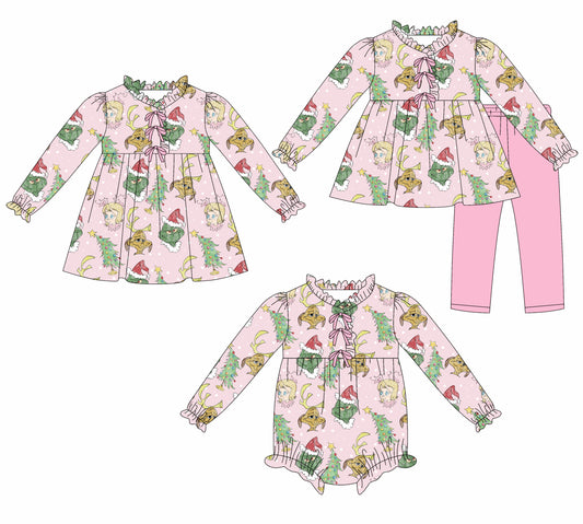 25.7.26 custom each style moq 5eta 4-6week Sibling Sisters Christmas baby girl long sleeve pants sets and dress and rompers match family design