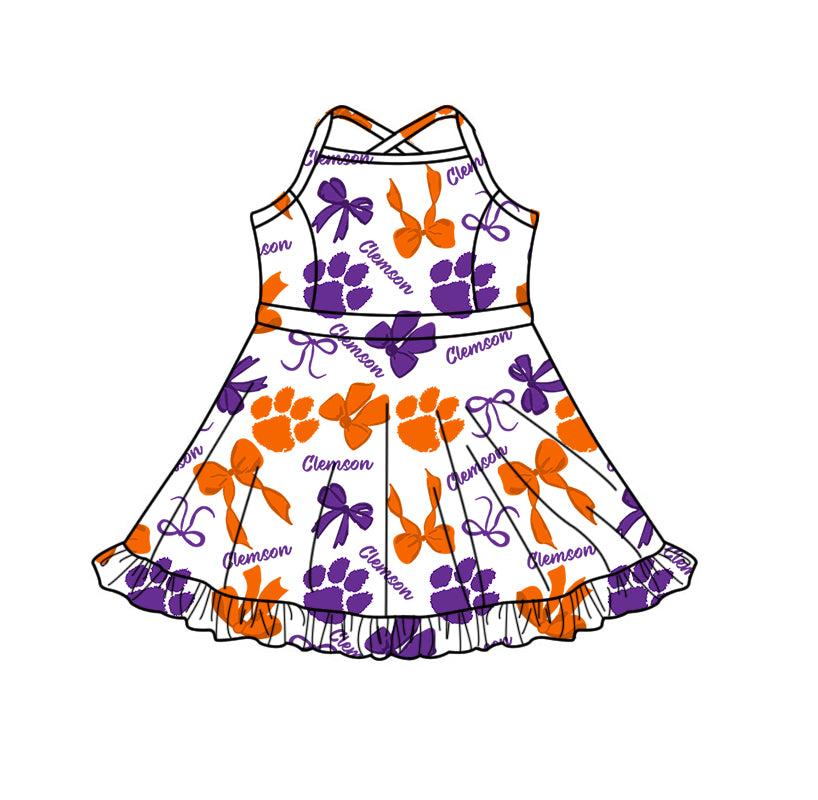 Custom moq 5 mix size milk silk summer teams Baby Girls Purple Orange Bow Vest Top Skirt Shorts Sets Sleeveless Yoga Knee Length Dresses Yoga Shorts