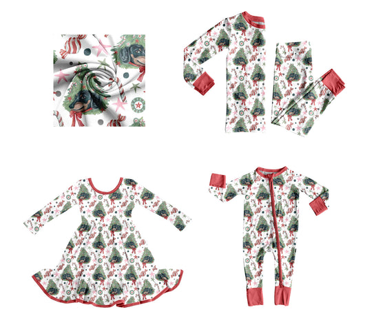 25.8.29 custom each style moq 5eta 4-6week Sibling Sisters Christmas trees bow baby girl long sleeve pants sets and dress and rompers match family design