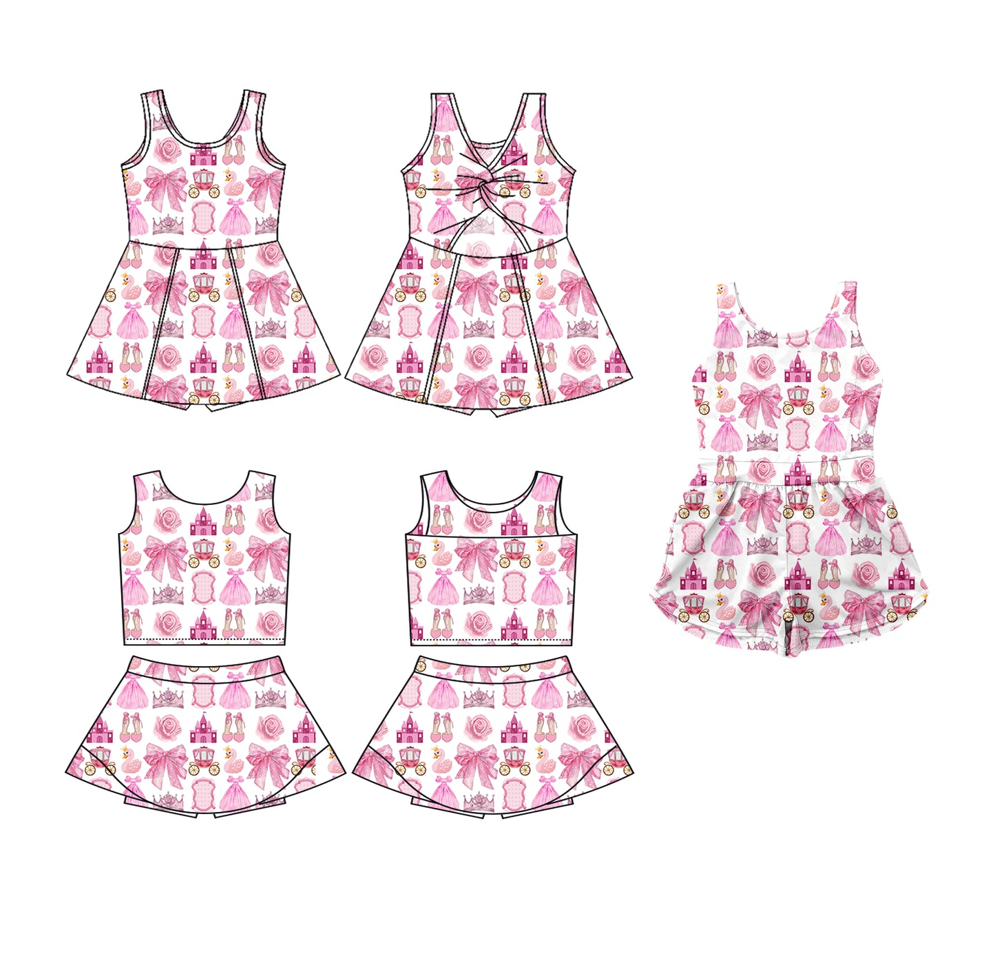 3.19 custom each style moq 5eta 4-6week Sibling Sister bow baby girls clothes Short sleeve yoga dress 1 and dress 2 and jumpsuit match family design