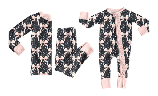 25.8.14 custom each style moq 5eta 4-6week Sibling Sister bow baby girl long sleeve pants sets and rompers match family design