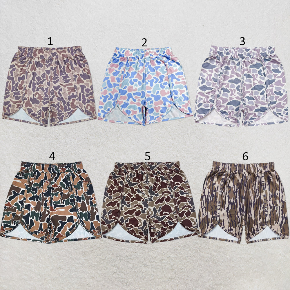 RTS NO MOQ Sibling milk silk Adult Women Camo Print Casual Summer Shorts Bottom